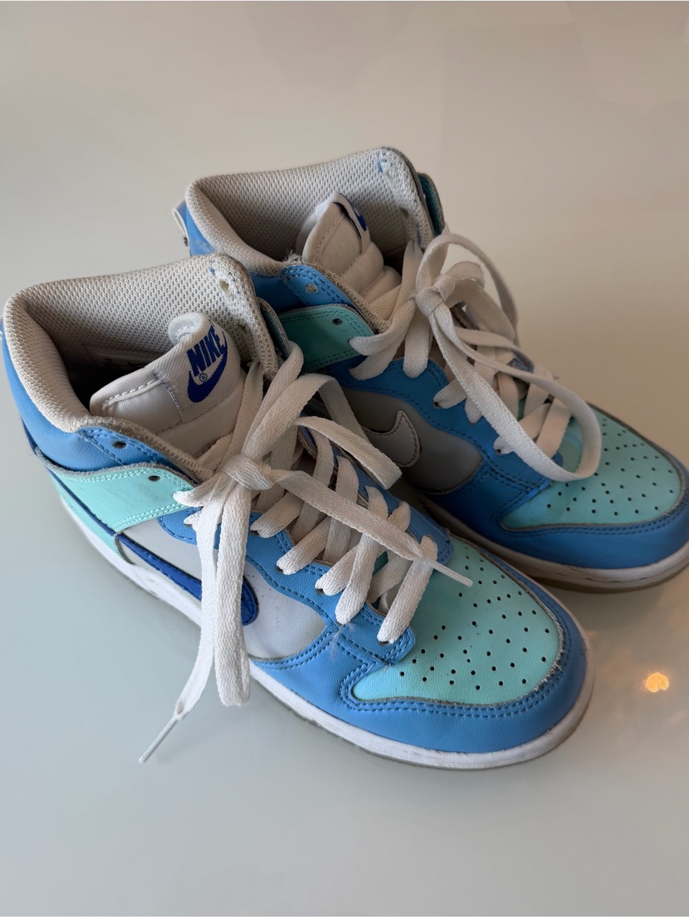 Nike Kids Light Blue & Teal High-Top Sneakers 4Y